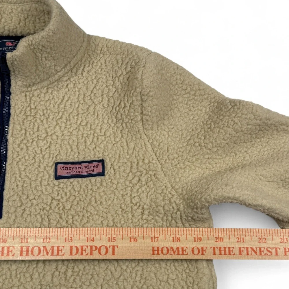 Vineyard Vines Kids‎ XL 18 Tan Fleece Quarter Zip Pullover Sweater Youth - Picture 6 of 10